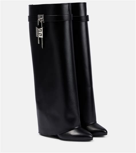 givenchy leather knee-high sheath boots replica|givenchy shark lock boot dupe.